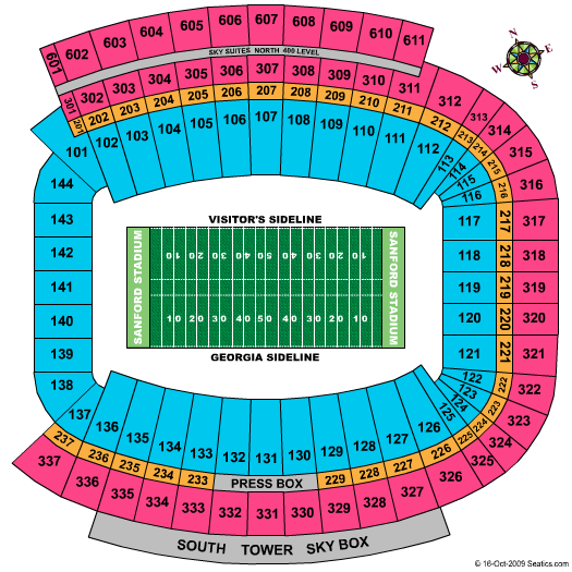 Sanford Stadium seating chart