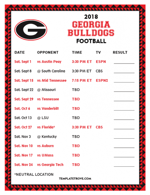 Georgia Bulldogs Football Game at Sanford Stadium