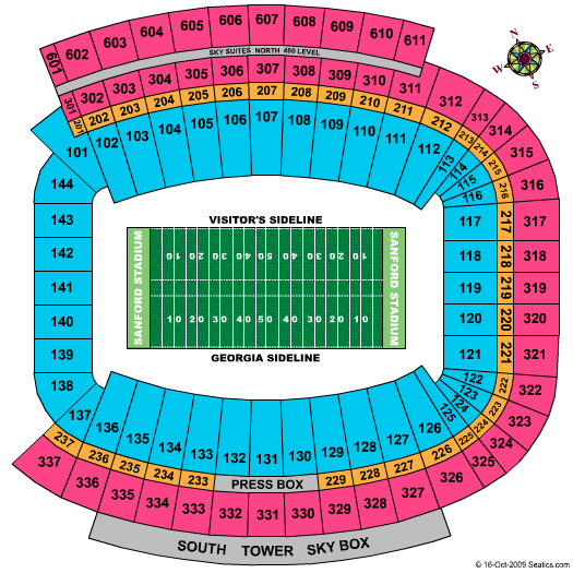 Seating Chart Sanford Stadium Athens Ga